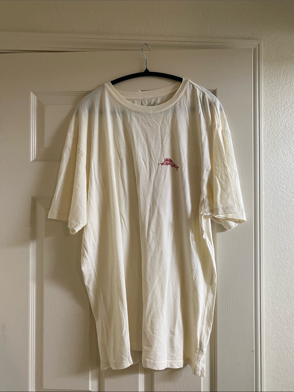 Tommy Bahama Cream Short-Sleeve Tee with Small Red Chest Logo